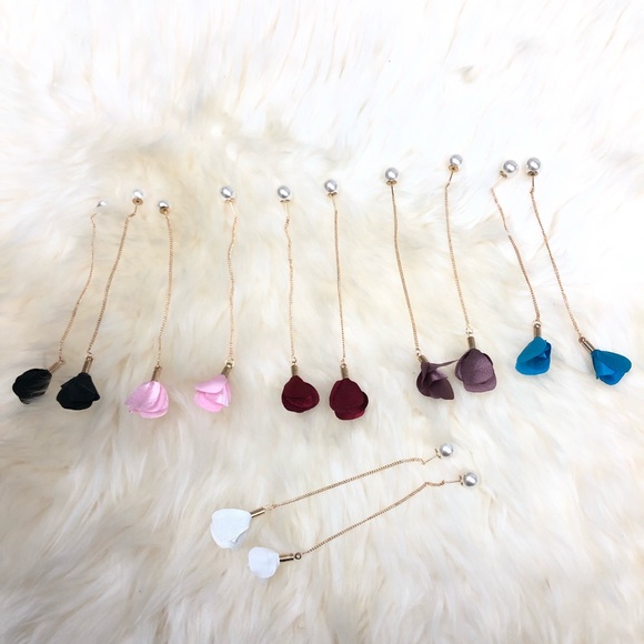 Flower Drop Long Chain Dangle Earrings (as… - Picture 4 of 16